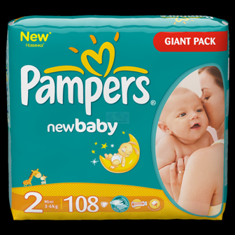 Pleny Pampers new baby - Giant pack vel. 2 (3 - 6 kg) - 108 ks 439,- Kč - nyní 399,- Kč